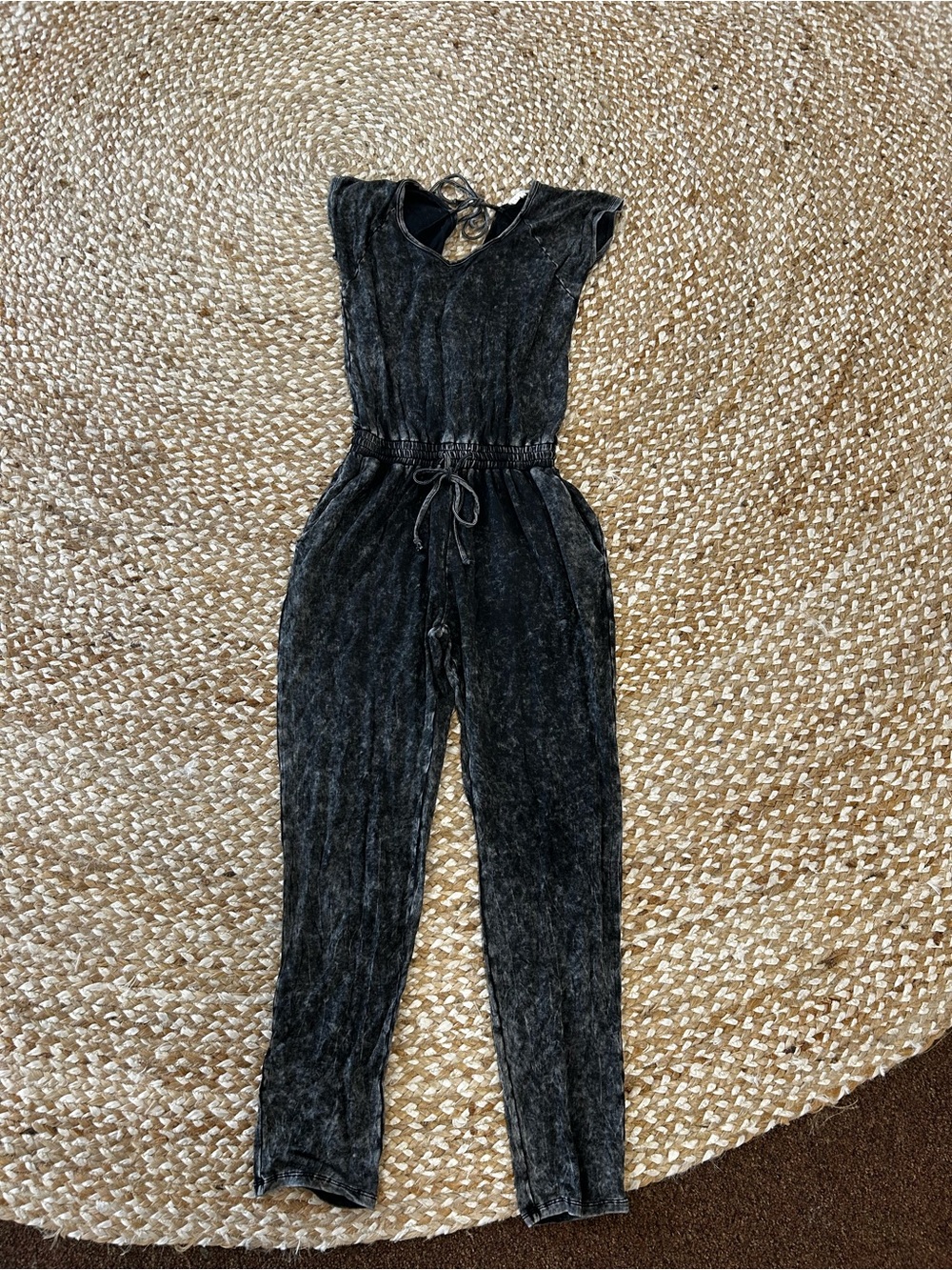 Promesa black open back jumpsuit